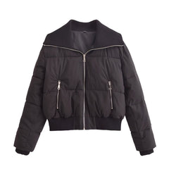 Street-style Ribbed Cotton-padded Jacket