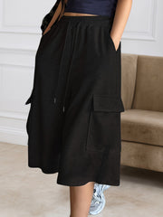 Straight-leg Figure-flattering Gray Wide-leg Capris Versatile
