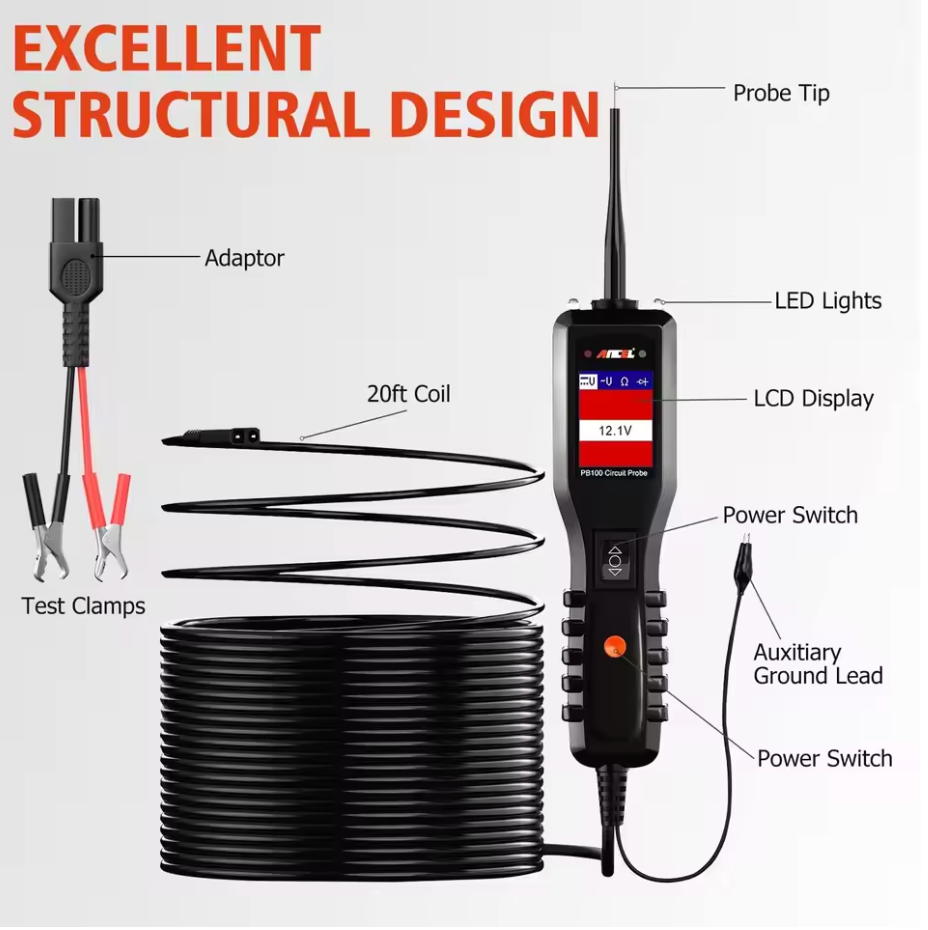 Ancel PB100 Automotive AVOmeter 12V 24V Battery Circuit Tester Electrical Power scanner Tool