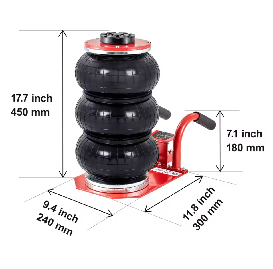 VEVOR Triple Bag Air Jack 3 Ton (6600 lbs) Capacity Portable Pneumatic Car Jacks Heavy Duty&Quick Lifting for Garage Car Repair