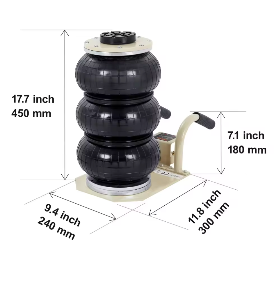 VEVOR Triple Bag Air Jack 3 Ton (6600 lbs) Capacity Portable Pneumatic Car Jacks Heavy Duty&Quick Lifting for Garage Car Repair