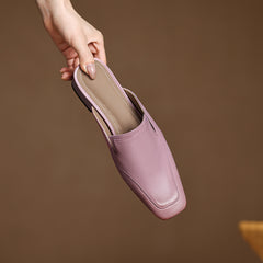 Flat, Outerwear-friendly 3cm-heeled Mule Shoes With A Chic Square Toe