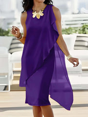 Summer Urban Women Elegant Irregular Chiffon Dress