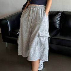 Straight-leg Figure-flattering Gray Wide-leg Capris Versatile
