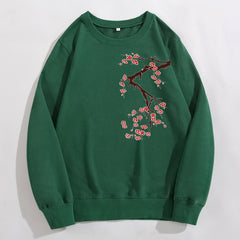 Foreign Trade Crewneck Sweatshirt Colorful Cherry Blossom Long Sleeve