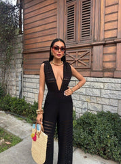 Fashionable Casual Solid-Color Slim-Fit Elegant Jumpsuit