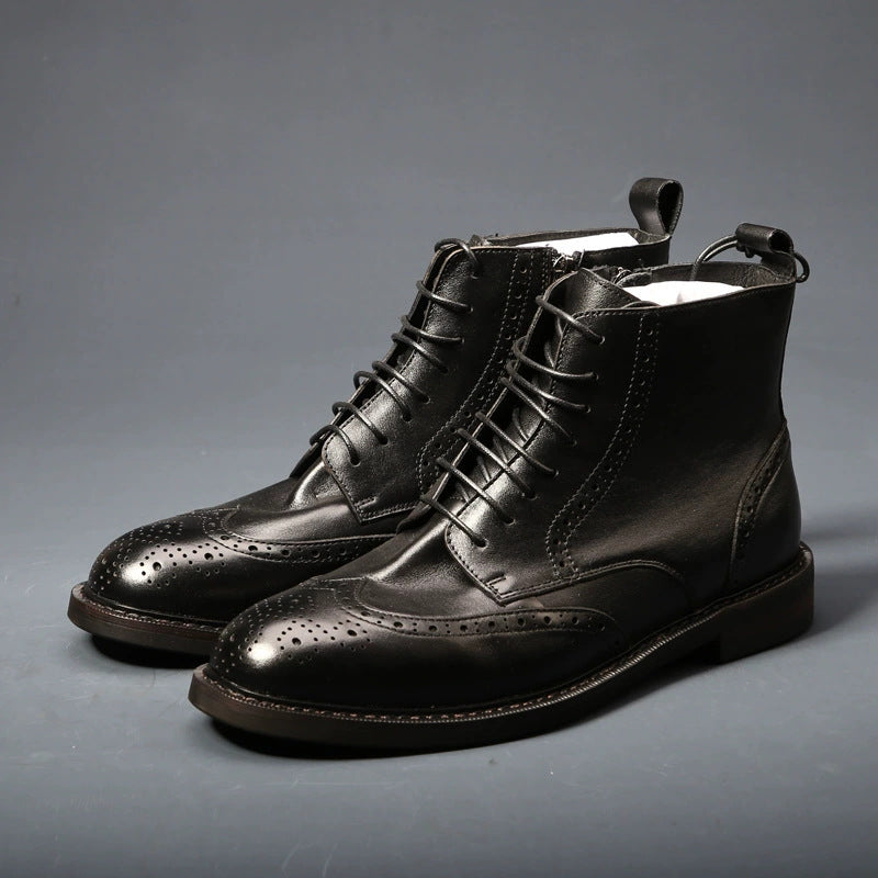 Mens Trendy Casual Thick-soled Leather Boots