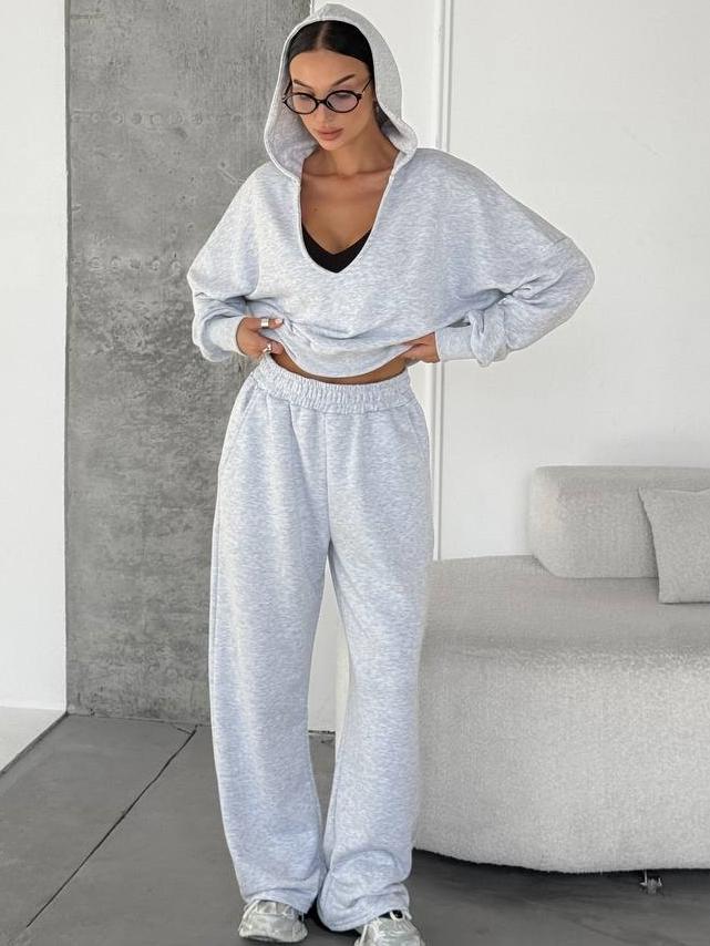 Women's Hooded Sweatshirt And Track Pants Two-Piece Set