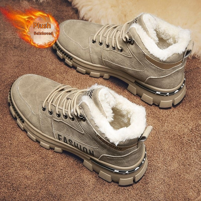 New Mens Fleece-lined Thickened Warm Cotton Shoes