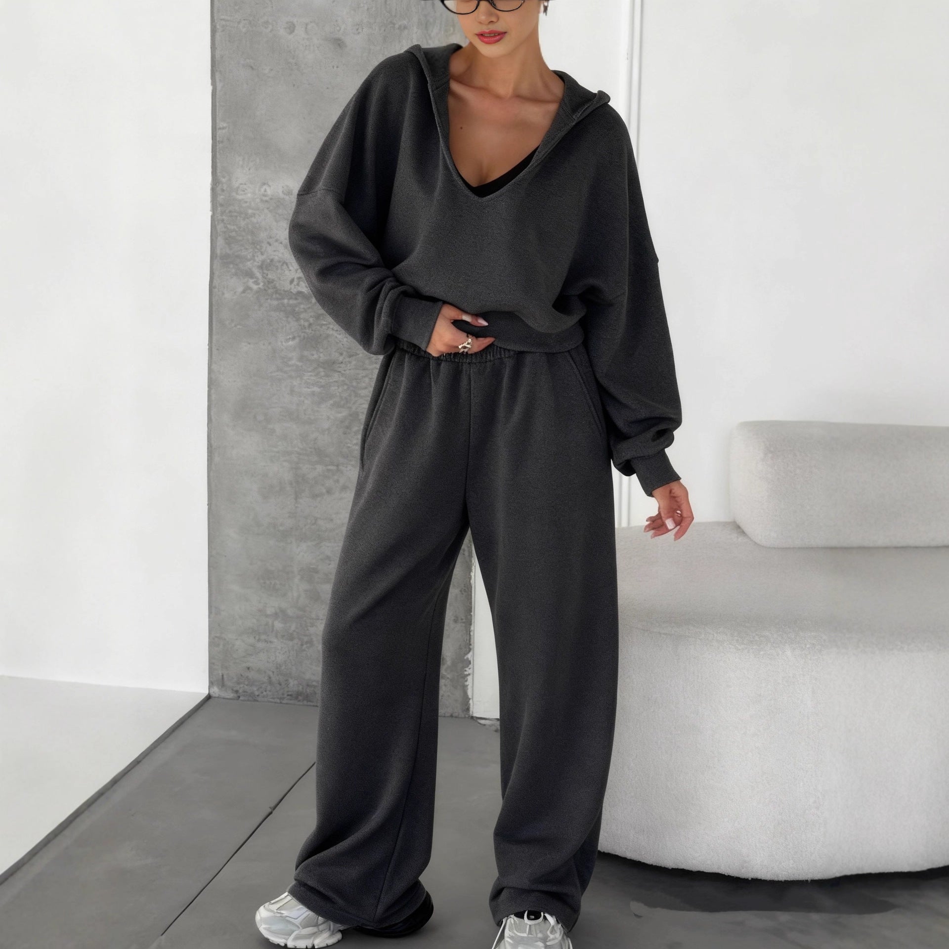 Women's Hooded Sweatshirt And Track Pants Two-Piece Set