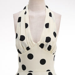 Retro French-style Elegant And Chic Polka-dot Print Slip Dress