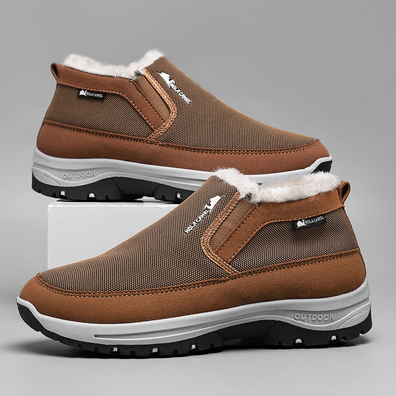 Mens Snow Boots With Non Slip Soles Fleece Lined Thick And Warm Cotton Shoes