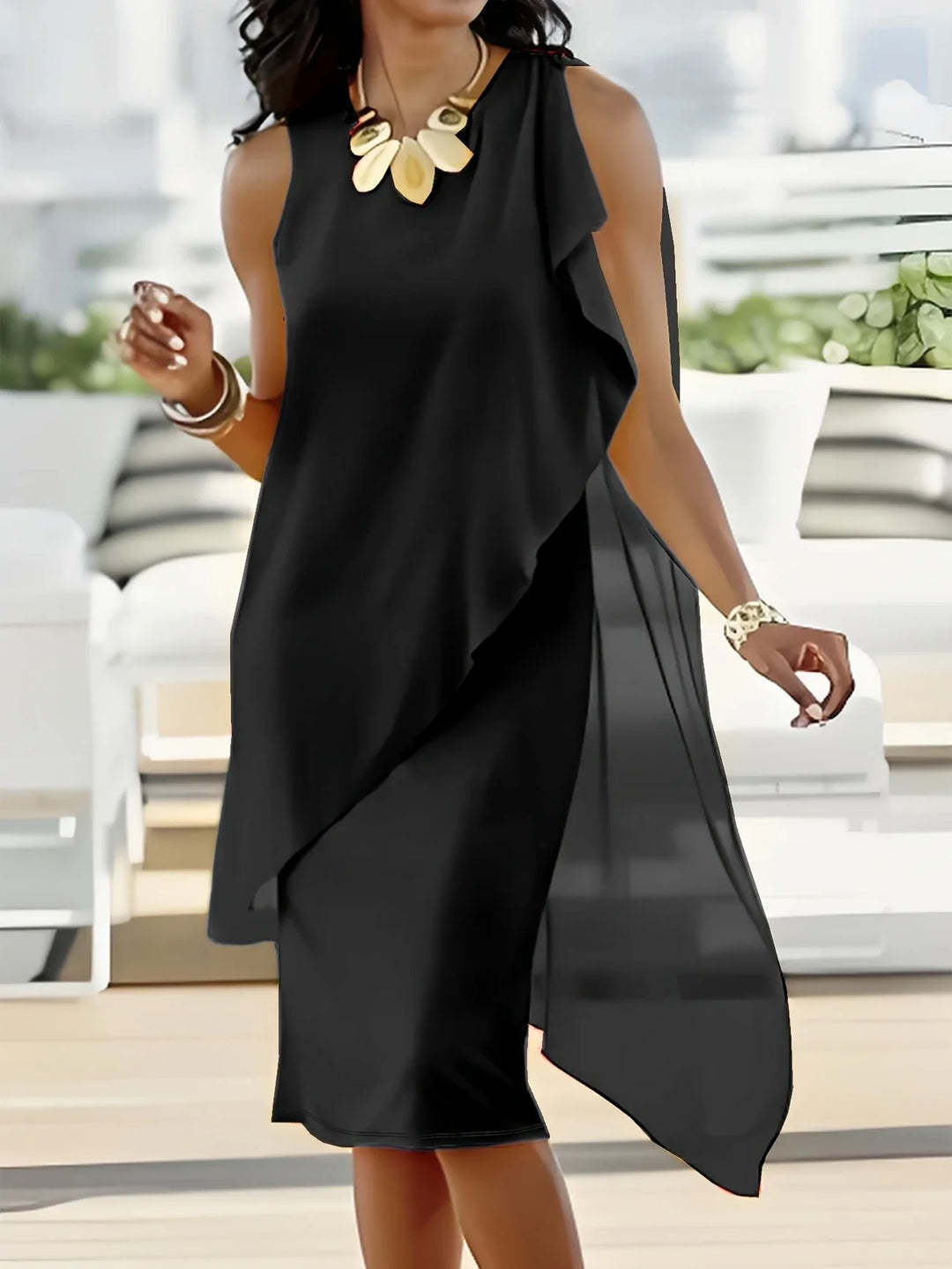 Summer Urban Women Elegant Irregular Chiffon Dress