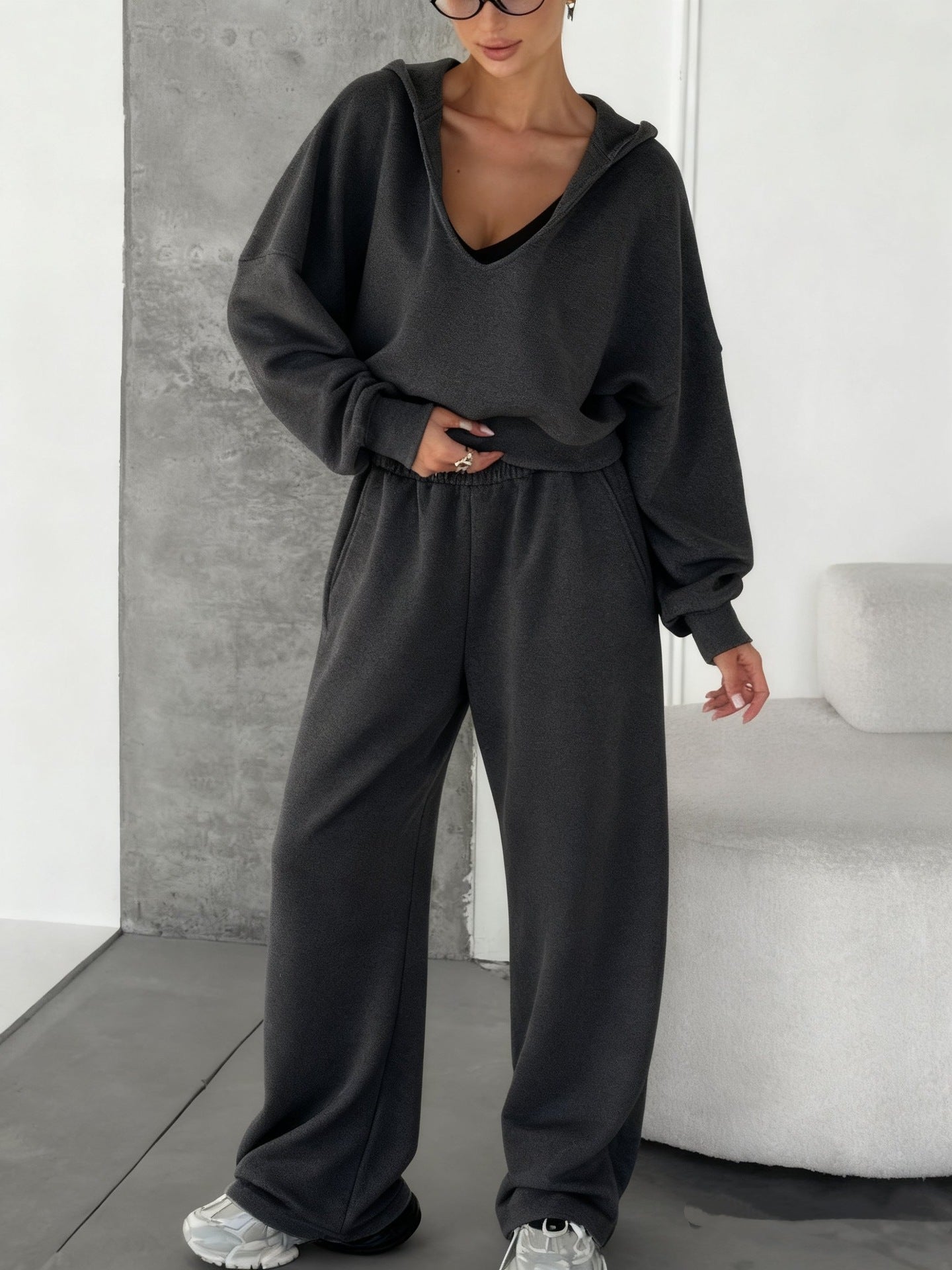 Women's Hooded Sweatshirt And Track Pants Two-Piece Set