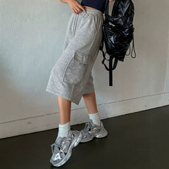 Straight-leg Figure-flattering Gray Wide-leg Capris Versatile
