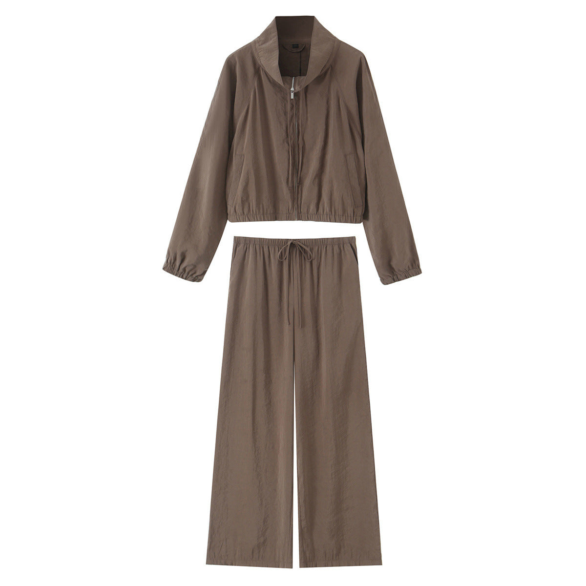 Loose-fitting Hoodie Jacket And Wide-leg Pants Two-piece Set