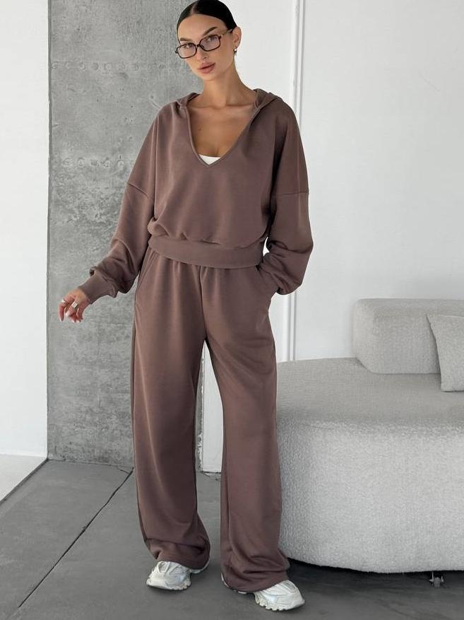 Women's Hooded Sweatshirt And Track Pants Two-Piece Set