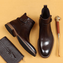 Business Formal Ankle Boots With Genuine Leather Lining