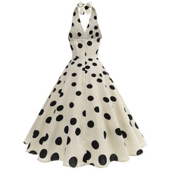 Retro French-style Elegant And Chic Polka-dot Print Slip Dress