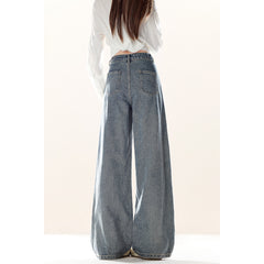 Natural Rustic-style Embroidered Denim Jeans With A Puppy Design For Women