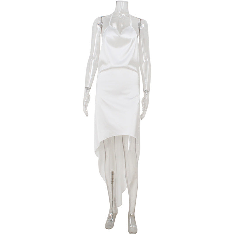 European And American Spring New Elegant Womens Dress Longer In The Front