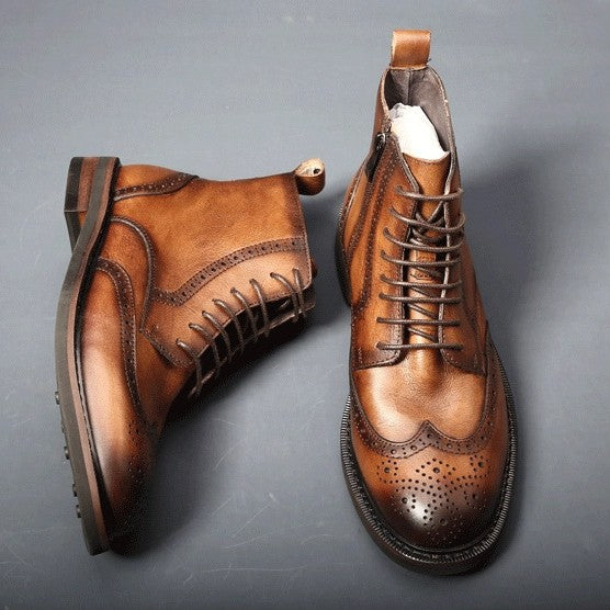 Mens Trendy Casual Thick-soled Leather Boots
