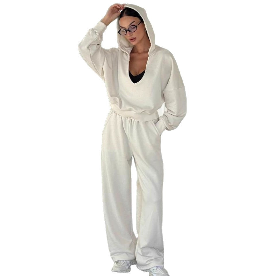 Women's Hooded Sweatshirt And Track Pants Two-Piece Set