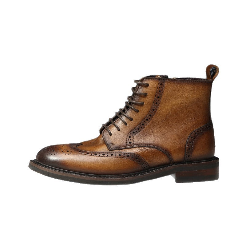 Mens Trendy Casual Thick-soled Leather Boots