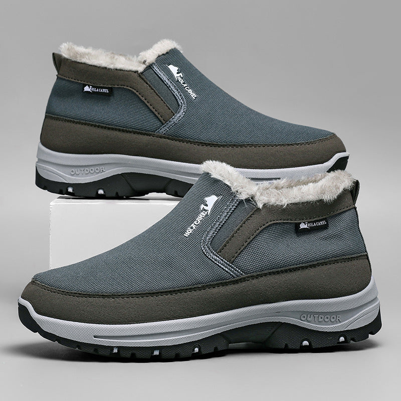 Mens Snow Boots With Non Slip Soles Fleece Lined Thick And Warm Cotton Shoes