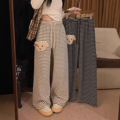 Casual Striped Pants For Women In A Cozy Cute Puppy Style
