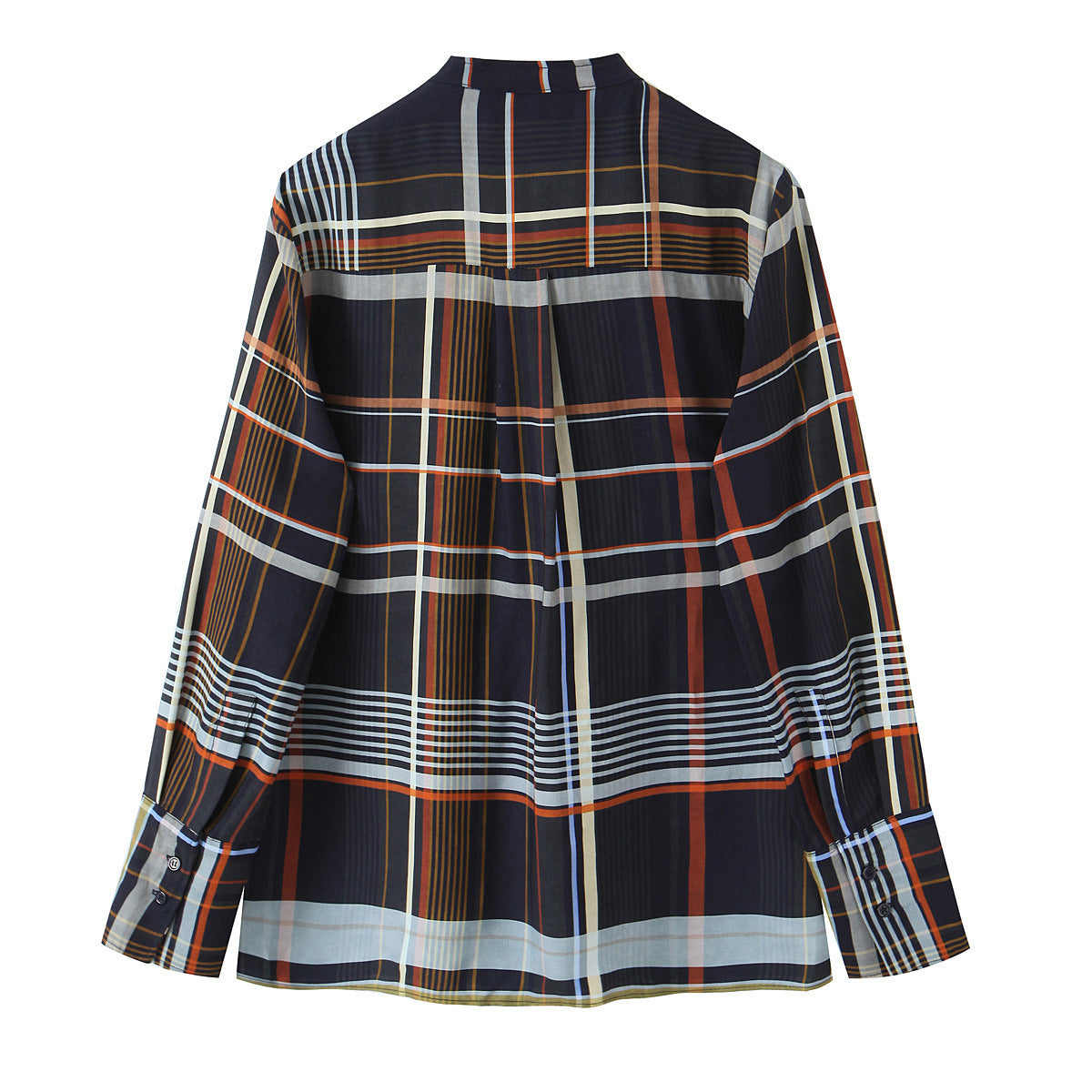 Womens Fashionable Casual Plaid Pocket Shirt And Plaid Pants Set