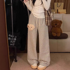 Casual Striped Pants For Women In A Cozy Cute Puppy Style
