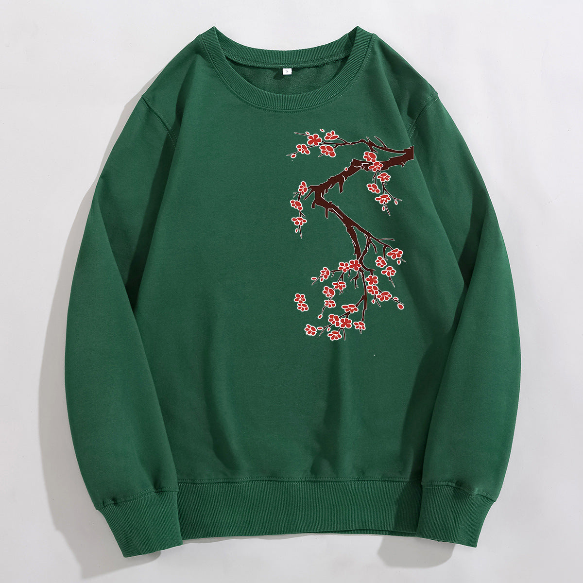 Foreign Trade Crewneck Sweatshirt Colorful Cherry Blossom Long Sleeve