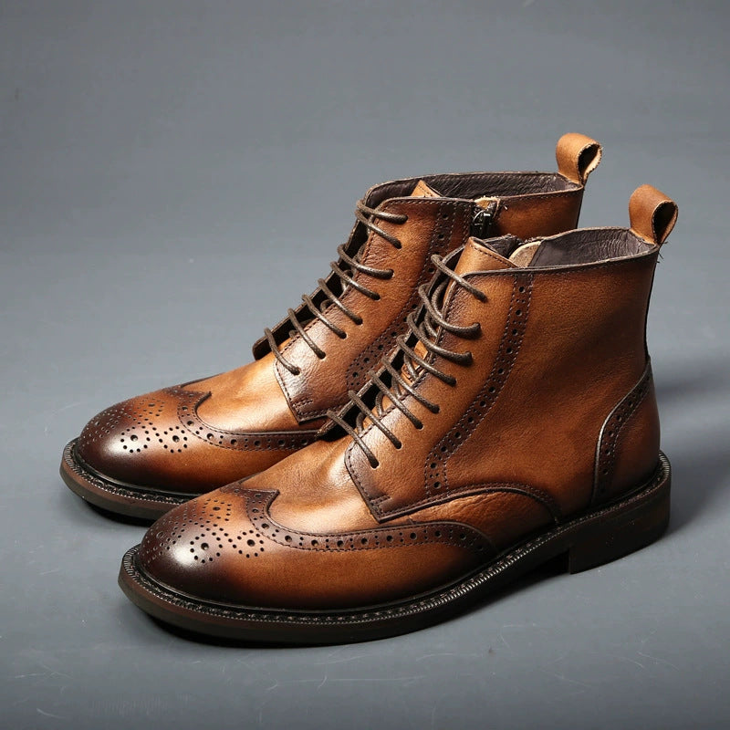 Mens Trendy Casual Thick-soled Leather Boots